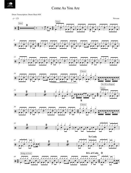 Come As You Are (Arr. Drum Transcription: Drum Sheet MX) - Nirvana (Drums)