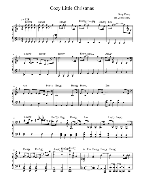 Cozy Little Christmas (Arr. JohnHenry) - Katy Perry (Easy Piano)