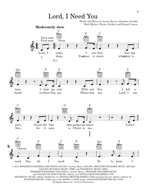 Lord, I Need You - Matt Maher (Ukulele)