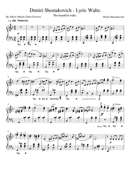 Dmitri Shostakovich-Lyric Waltz Piano