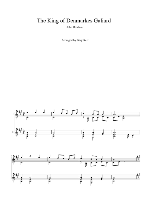 The King of Denmarkes Galiard for Guitar Duo, John Dowland