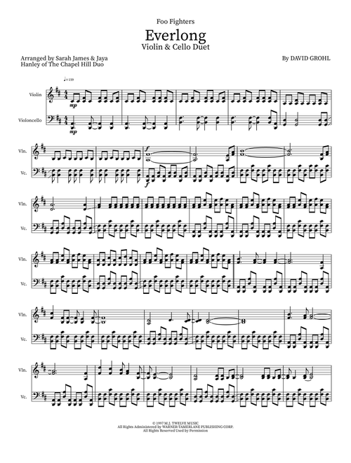 Everlong (Arr. Sarah James & Jaya Hanley of The Chapel Hill Duo) - Foo Fighters (Instrumental Duet)