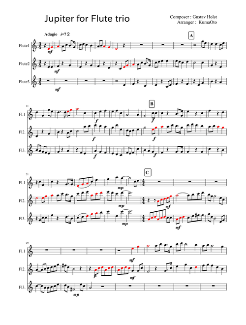Jupiter for Flute trio