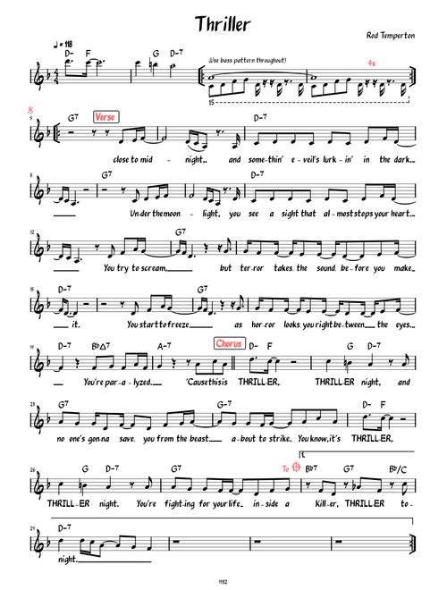 Thriller (Lead sheet with lyrics )