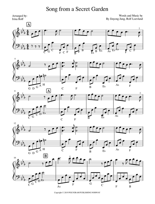 Song From A Secret Garden (korean Version) (Arr. Irina Rolf) - Youngok Shin (Piano Solo)