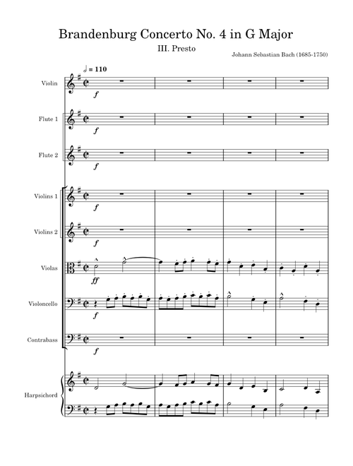 Brandenburg Concerto No 4. III. Presto