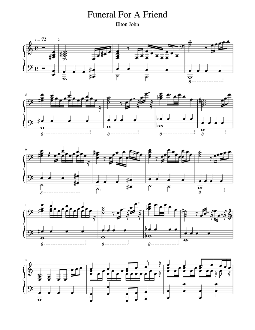 Funeral For A Friend Sheet music for Piano (Solo)