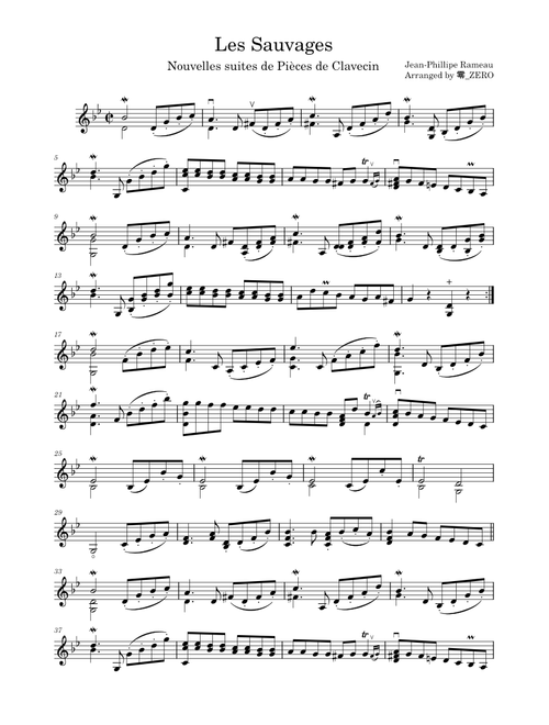 Les Sauvages  for Violin solo  - public