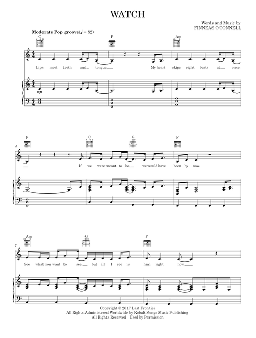 Watch - Billie Eilish (Piano-Vocal-Guitar)