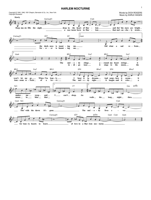 Harlem Nocturne - Dick Rogers (Lead Sheet - Fake Book)