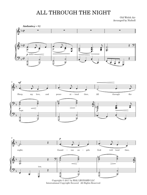 All Through The Night (Piano Vocal)