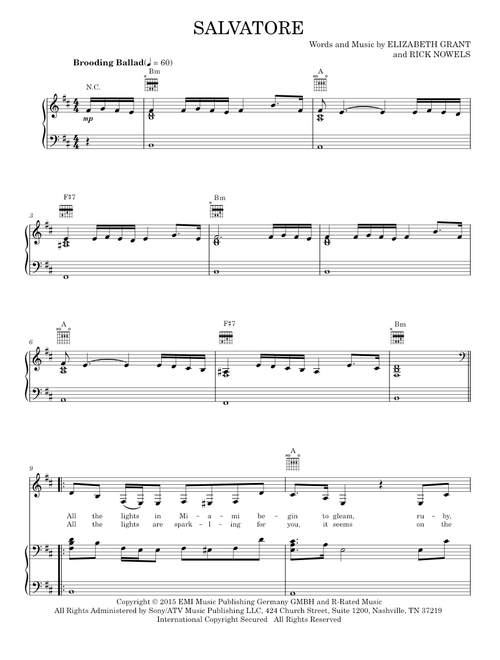 Salvatore - Lana Del Ray, Lana Del Rey (Piano-Vocal-Guitar)