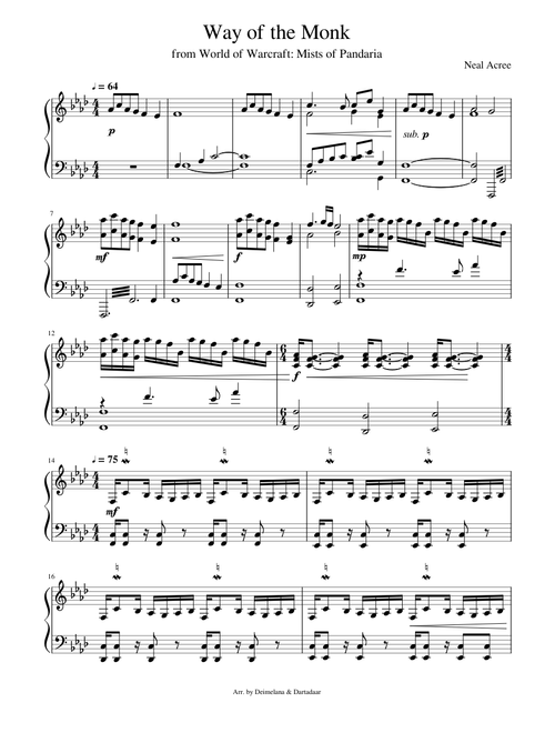 Neal Acree's Way of the Monk (transcription for piano)