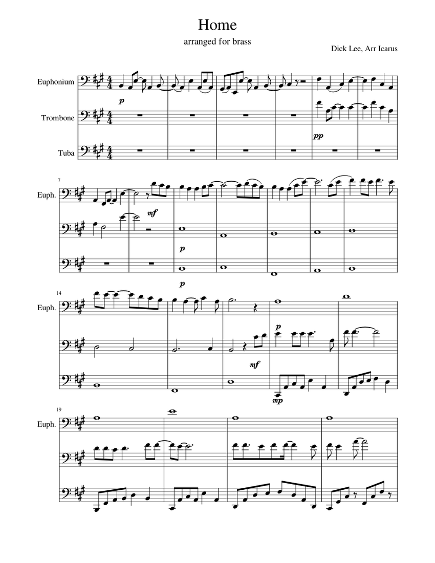 Home Sheet music for Trombone, Euphonium, Tuba (Mixed Trio) | Musescore.com
