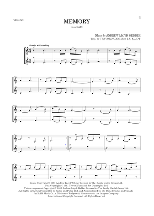 Play Official version of Memory (from Cats) Sheet Music by Andrew