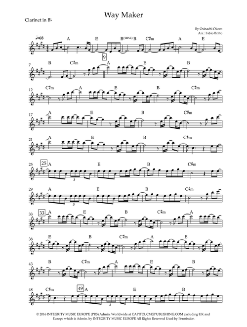Way Maker (Arr. Fabio Britto) - Sinach (Clarinet Solo)