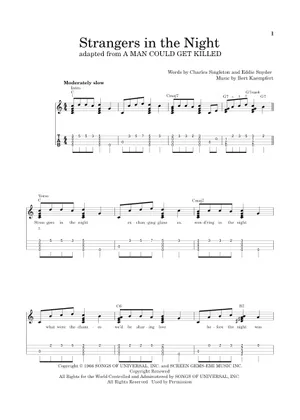 Strangers In The Night Sheet Music and Tab with Chords for Guitar Strangers In The Night Sheet Music and Tab with Chords for Guitar