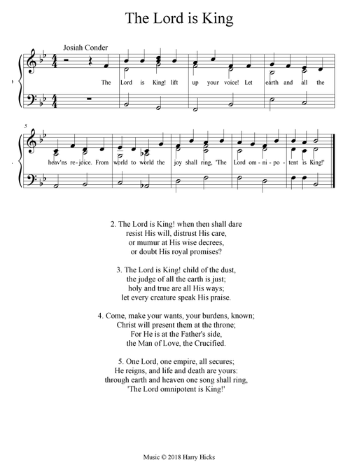 The Lord is King. A new tune to a wonderful old hymn. - Harry Hicks (Choral, Mixed)