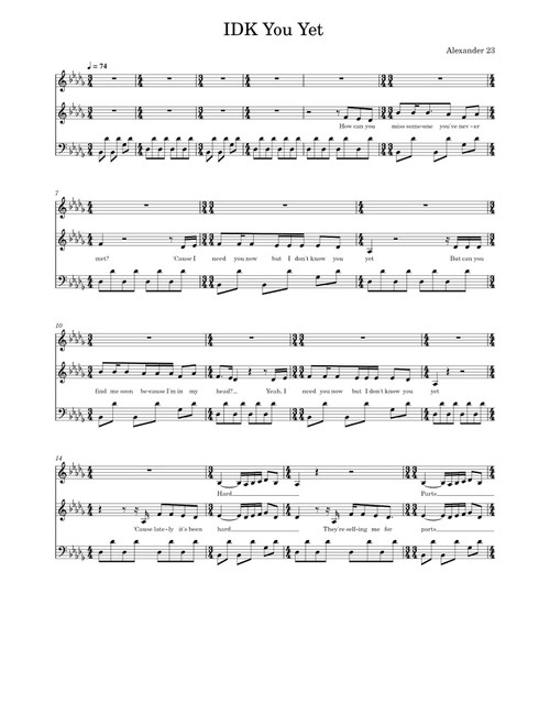 Idk You Yet - Alexander Glantz (Piano Solo)