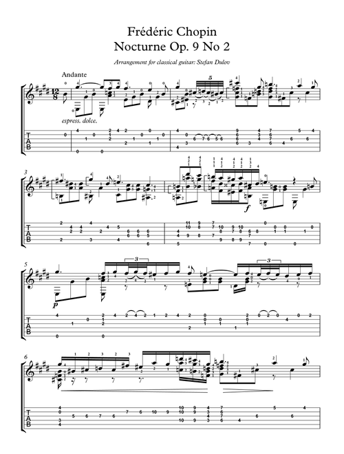 Nocturne Op. 9 No. 2 (Arr. Stefan Dulov) - Frederic Chopin (Solo Guitar)