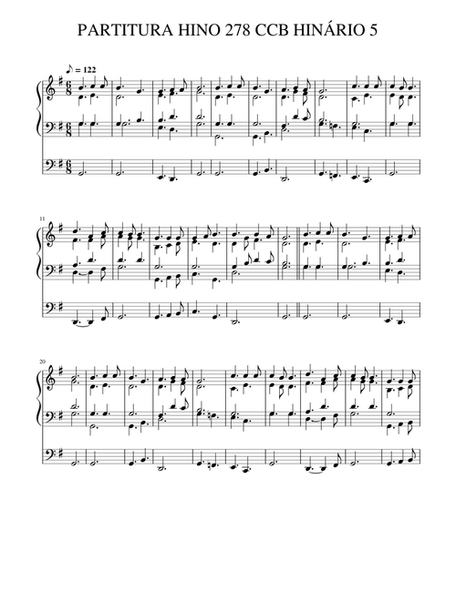 PARTITURA HINO 278 CCB HINÁRIO 5