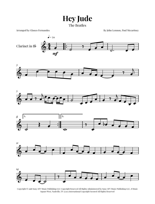 Hey Jude (Arr. Glauco Fernandes) - The Beatles (Clarinet Solo)