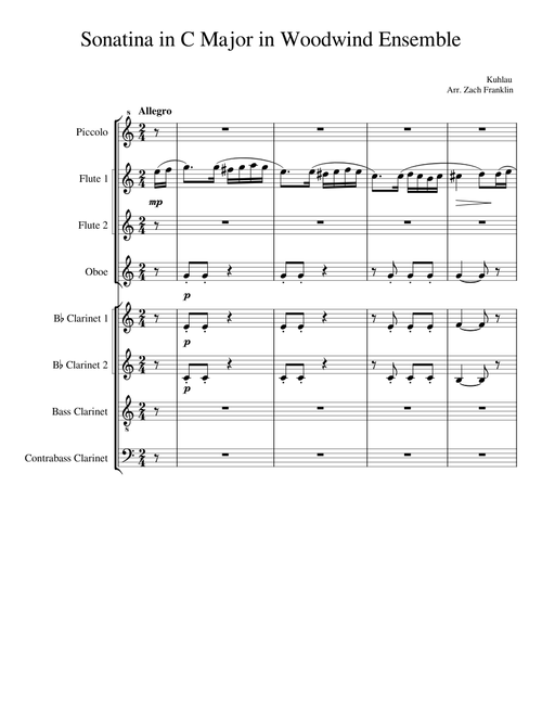 Sonatina in C op. 20 no.3 in Woodwind Ensemble