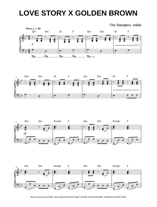 Love Story x Golden Brown - The Stranglers, Indila (Piano)
