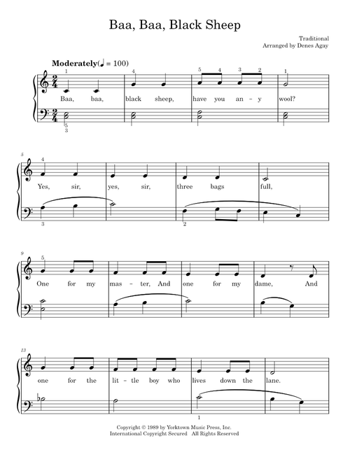 Baa, baa, black sheep (Easy Piano)
