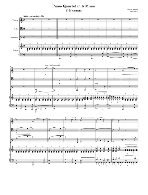 Piano Quartet in A Minor (Arr. Zachary Corbett) - Gustav Mahler (String Ensemble)