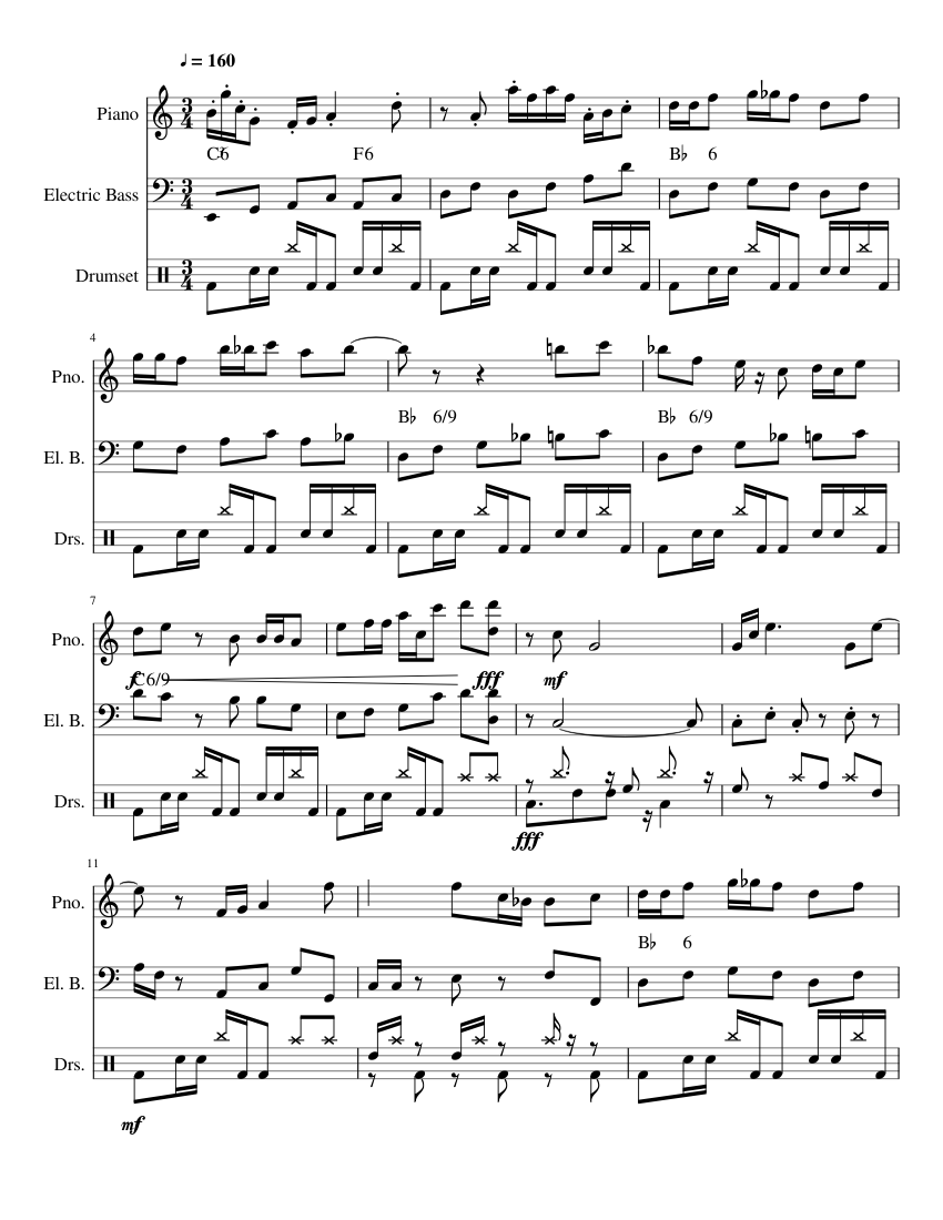 Work in Progress Sheet music for Piano, Bass guitar, Drum group (Solo ...