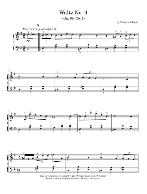 Waltz in A-Flat Major, Op. 69, No. 1 - Frederic Chopin (Easy Piano)