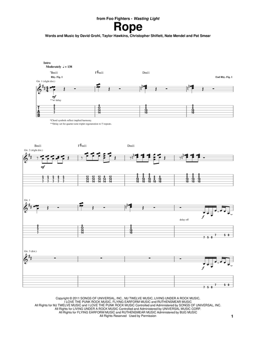 Rope - Foo Fighters (Guitar Tab)