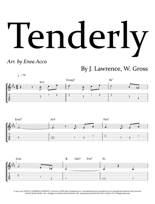 Tenderly (Arr. Enea Acco) - Louis Armstrong Ella Fitzgerald (Lead Sheet - Fake Book)