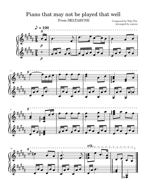 Piano that may not be played that well – Toby Fox