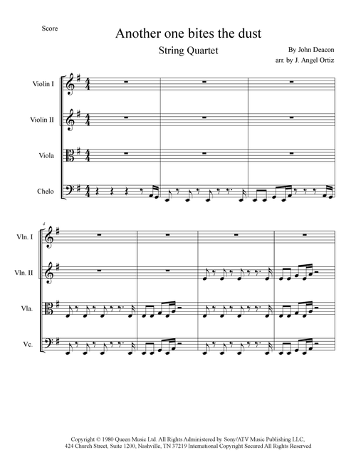 Another One Bites The Dust (Arr. José angel Ortiz ramirez) - Queen (String Quartet)