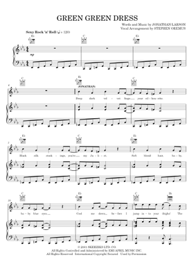 green green dress guitar chords Free Green Green Dress by Jonathan Larson sheet music
