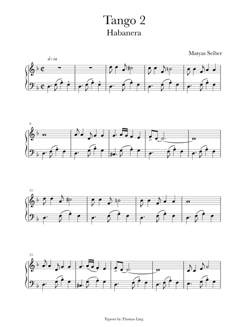 Tango II (Arr. T Ling) - Various (Piano Solo)