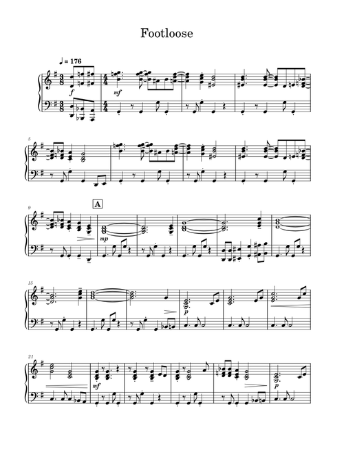 Free Footloose sheet music | Movie and TV hub | Download PDF or