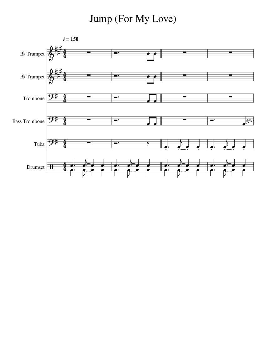 Jump For My Love Sheet music for Trombone, Tuba, Trombone bass, Trumpet ...