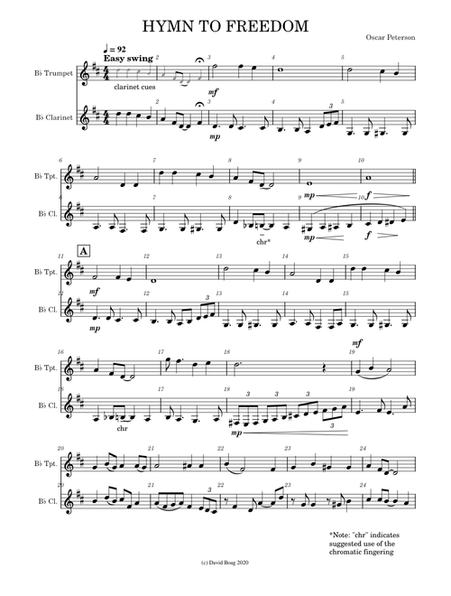 HYMN TO FREEDOM - Trumpet, Clarinet duet