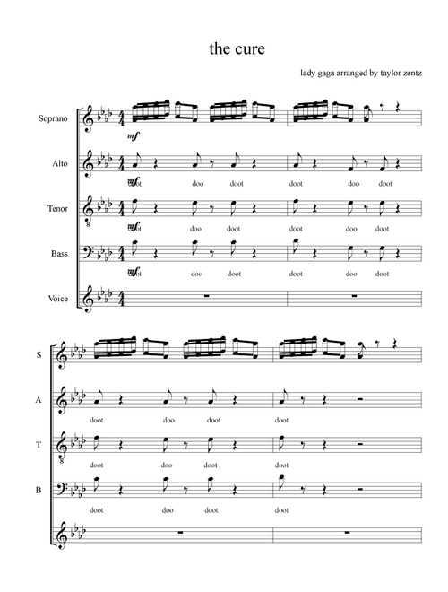 The Cure- Lady Gaga (Female A Cappella Arrangement) (Arr. Taylor Zentz) (Choral, SATB)