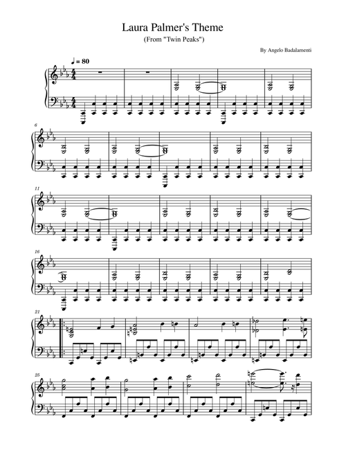 Laura Palmer's Theme (Love Theme From Twin Peaks) (Arr. poon) - Various (Piano Solo)