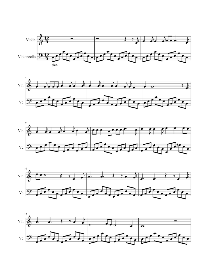 Hallelujah Leonard Cohen Sheet music for Violin Cello String Duet Musescore
