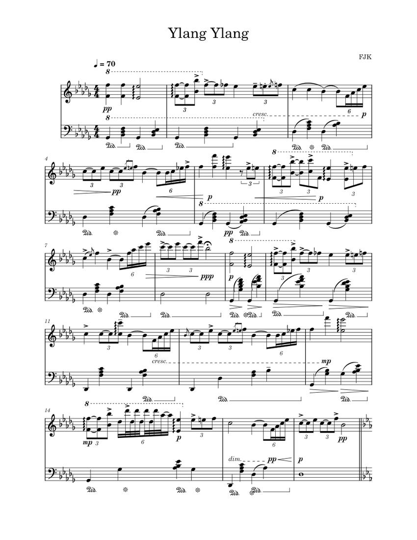 Ylang Ylang Fkj Ylang Ylang by FJK (Piano Solo) Sheet music for Piano