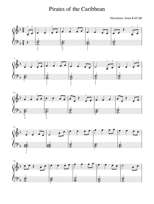 Pirates of the Caribbean Easy Piano