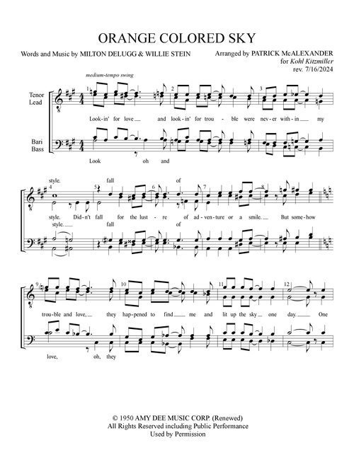 Orange Colored Sky (Arr. Patrick McAlexander) - Natalie Cole (Barbershop Quartet)
