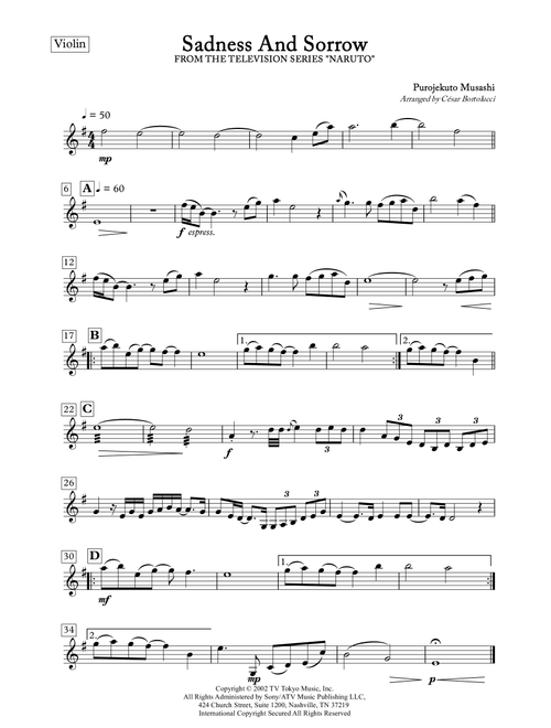Sadness And Sorrow (Arr. ACT Bortolucci) - Purojekuto Musashi (Violin Solo)