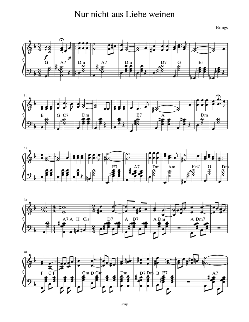 Nur nicht aus Liebe weinen Sheet music for Accordion (Solo)