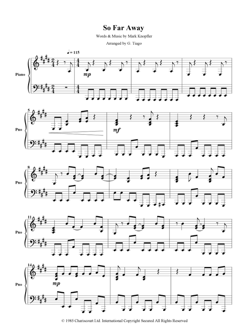 So Far Away (Arr. G. Tiago) - Dire Straits (Piano Solo)
